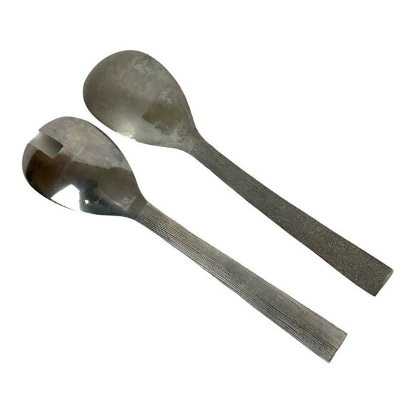 Vera Wang Wedgwood Vesta 2-Piece Salad Serving Set Holloware Stainless Steel - Picture 4 of 5